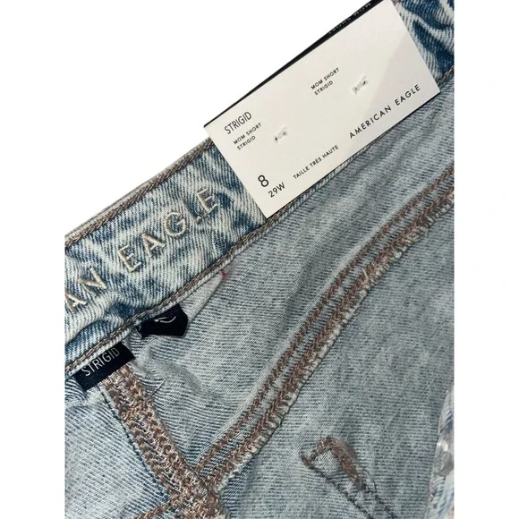 New with tags American Eagle Mom Short STRIGID Distressed Super High Rise Size 8 - Picture 5 of 6